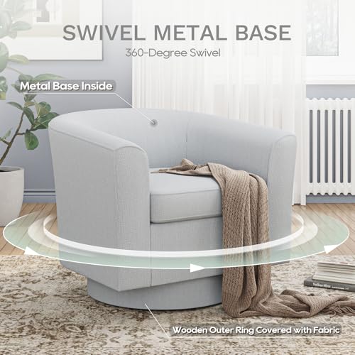 Beige Upholstered Swivel Accent Chair with Ottoman T866024