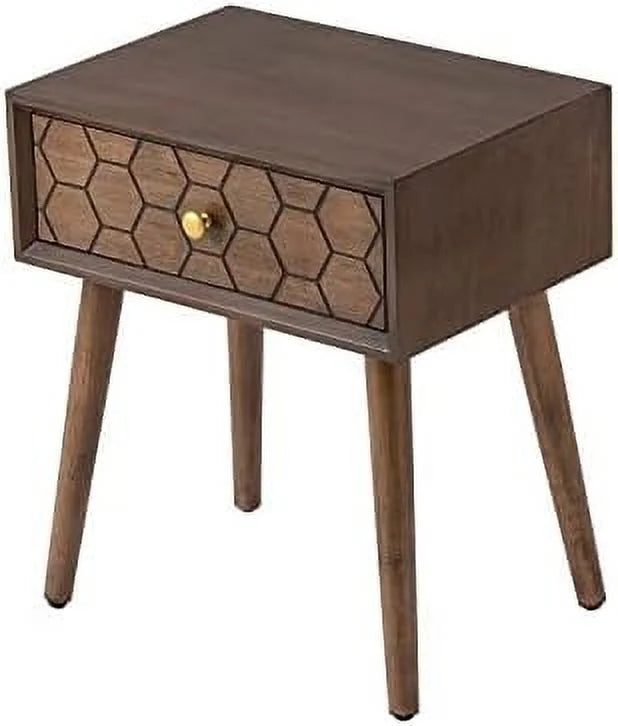Rose Wood Brown End Table with Drawer V6327