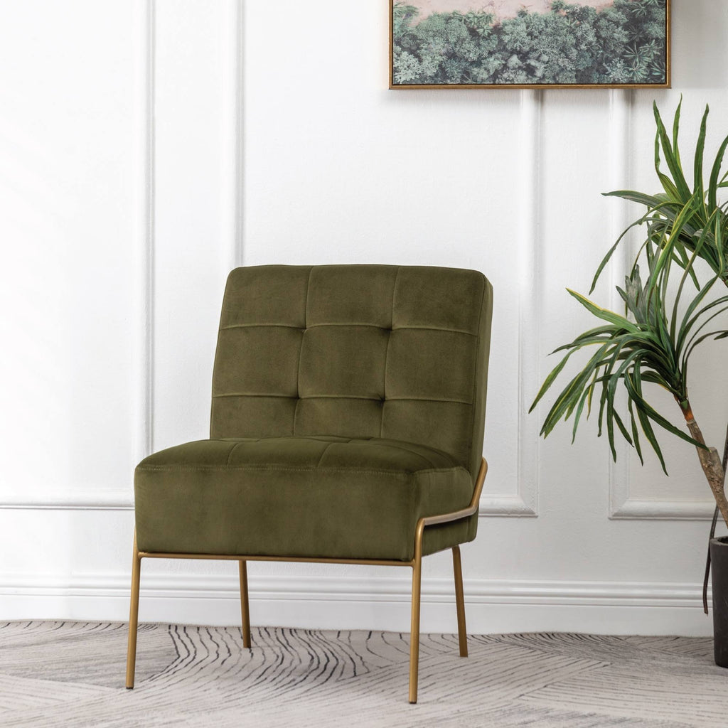 Walnut Faux Leather Armless Accent Chair W27803