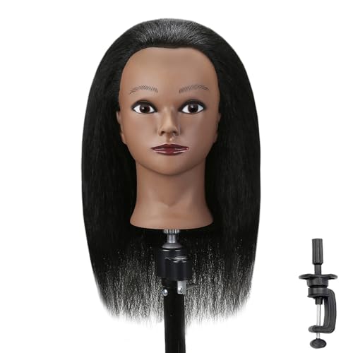 Black 16" Real Hair Mannequin Head Q880