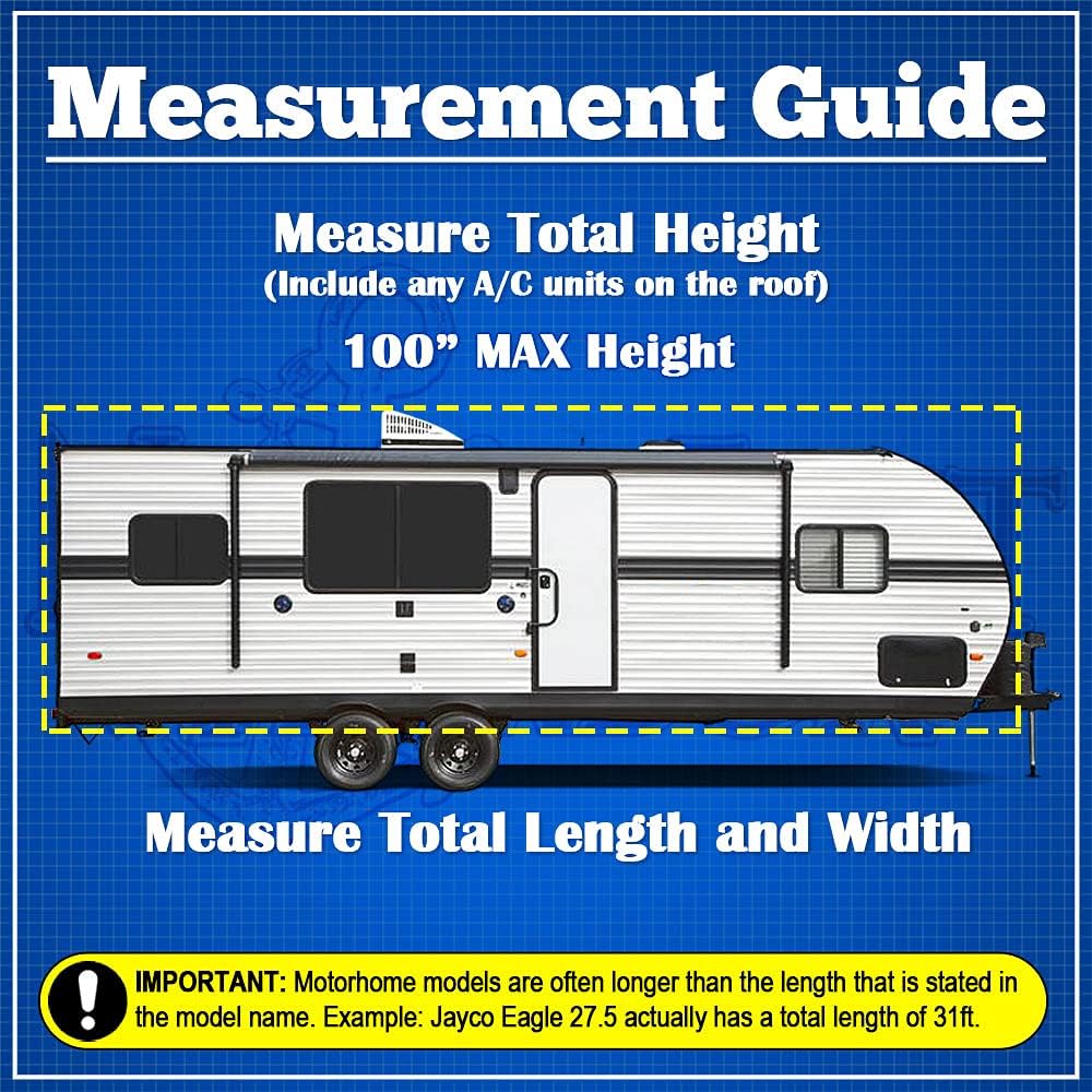 Gray RV Motorhome Travel Trailer Cover Fits Length 20'-22' D4667