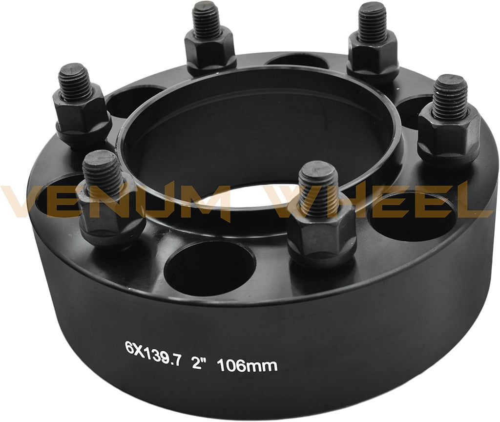 6x5.5 Black Hub Centric 2" Adapter 12x1.5 106mm Bore with 4 Wheel Security Locks L7986