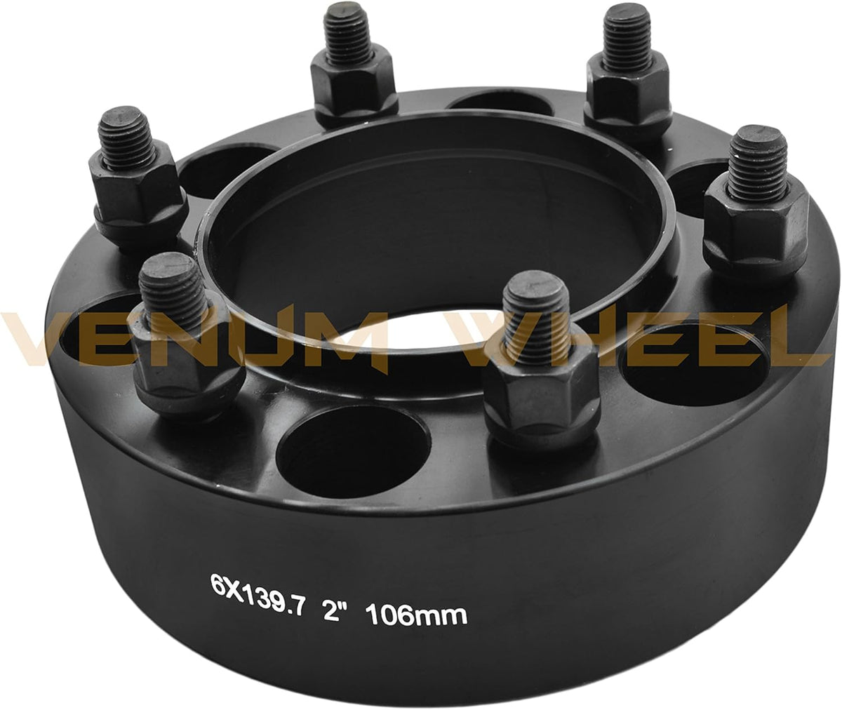 6x5.5 Black Hub Centric 2" Adapter 12x1.5 106mm Bore with 4 Wheel Security Locks L7986