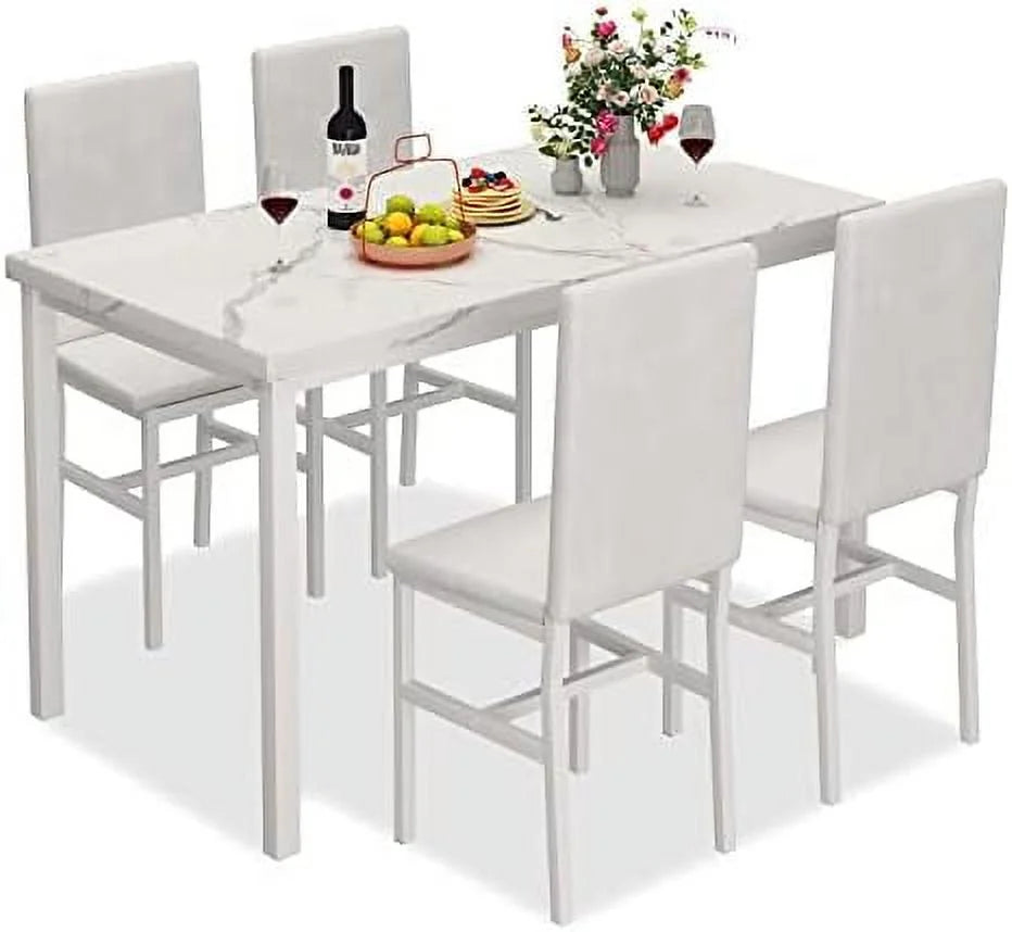 5-Piece Faux Marble Kitchen Table & Chair Set K375