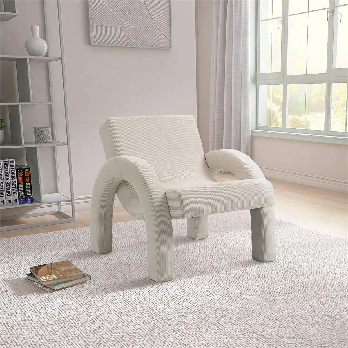 Cream Corduroy Accent Chair Z414