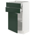White Bodbyn Dark Green Base Cabinet with Door and 2 Drawers S49921