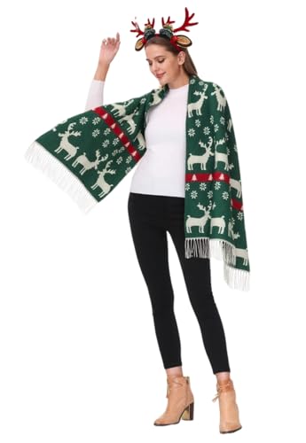 Christmas Winter Scarf with Reindeer and Snowflake U9718