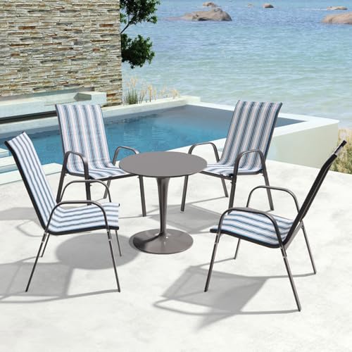 Set of 4 Beige Stackable Patio Dining Chairs W48186