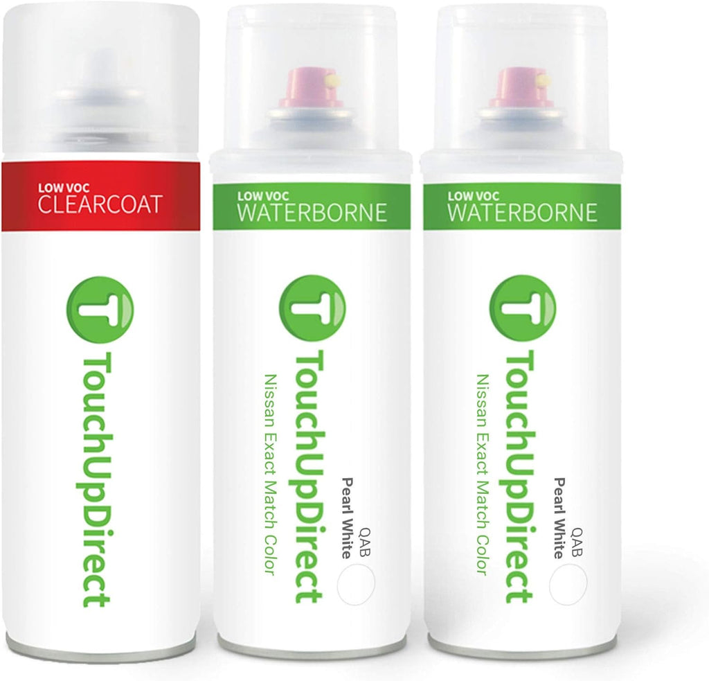 QAB Pearl White Automotive Touch Up Paint Aerosol Applicator Kit F32703