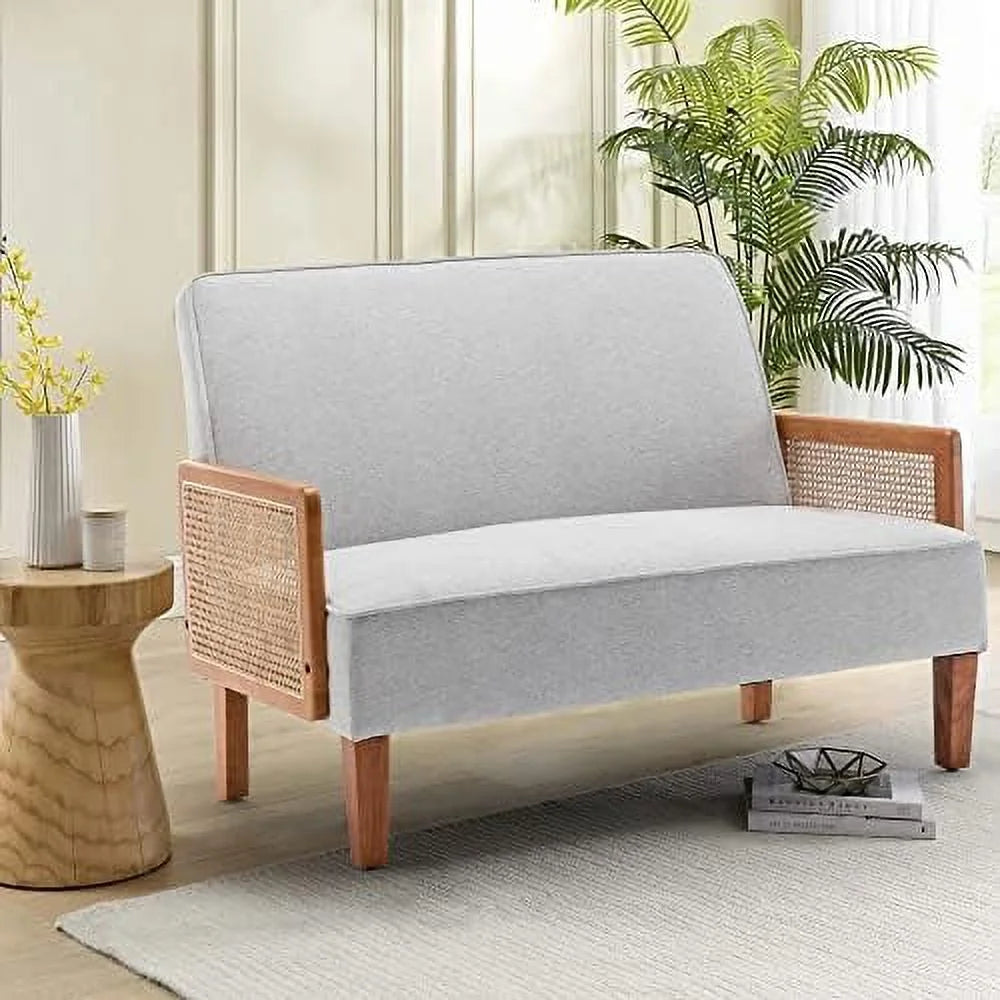 Light Gray Upholstered Small Loveseat Sofa C11439