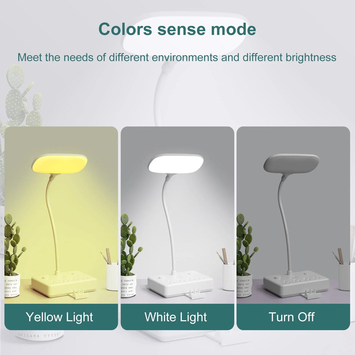 LED Desk Lamp with 2 USB Charging Port and 4 AC Outlets F22667