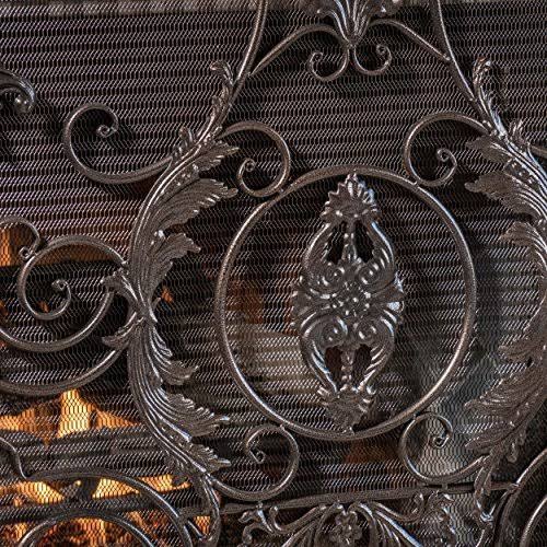 Black Gold Finish Floral Iron Fireplace Screen J10169