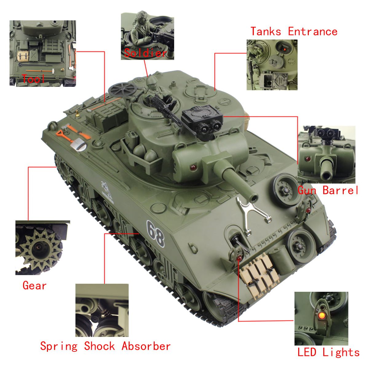 1/20 RC Shooting Ball Tank Toys with 100 BB Bullets M150