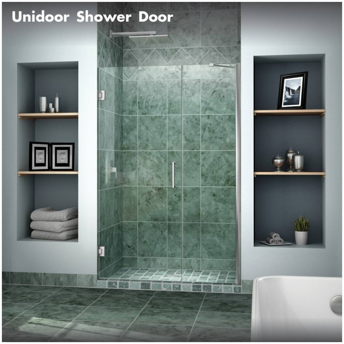 Frameless Hinged Shower Door, Clear Glass, Oil Rubbed Bronze O34761