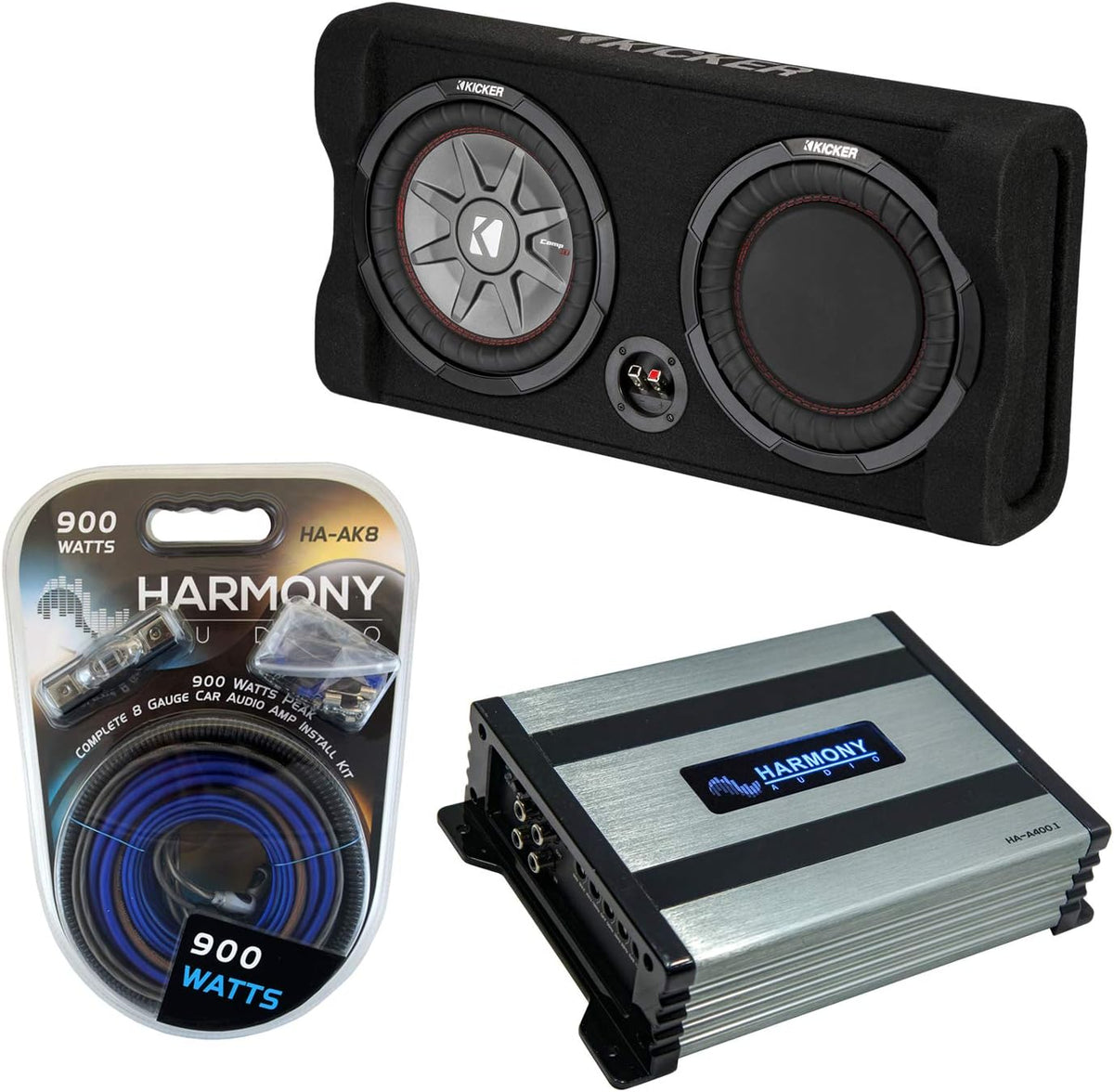 10 Thin Sub Box Passive Radiator Bundle with Amplifier & Amp Kit K481066