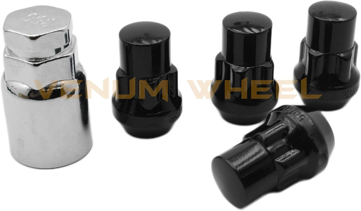 6x5.5 Black Hub Centric 2" Adapter 12x1.5 106mm Bore with 4 Wheel Security Locks L7986