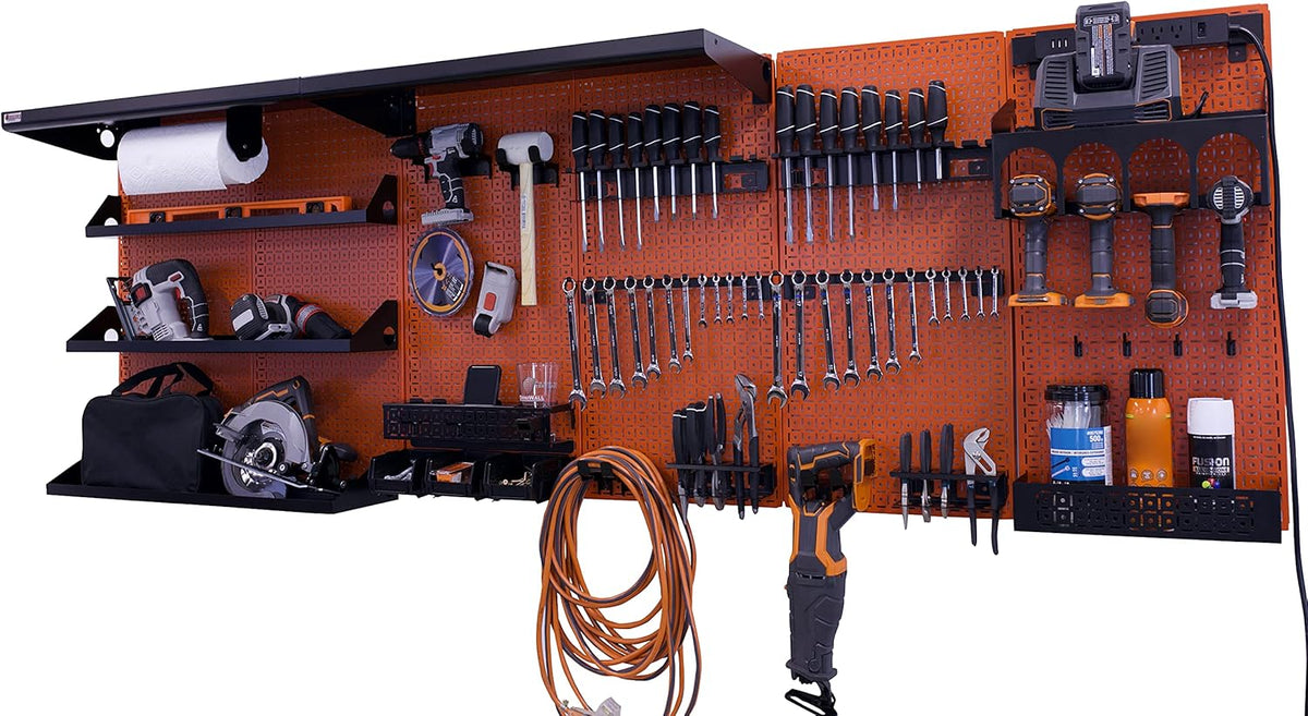 96" x 32" Metal Pegboard Wall Storage System O97692