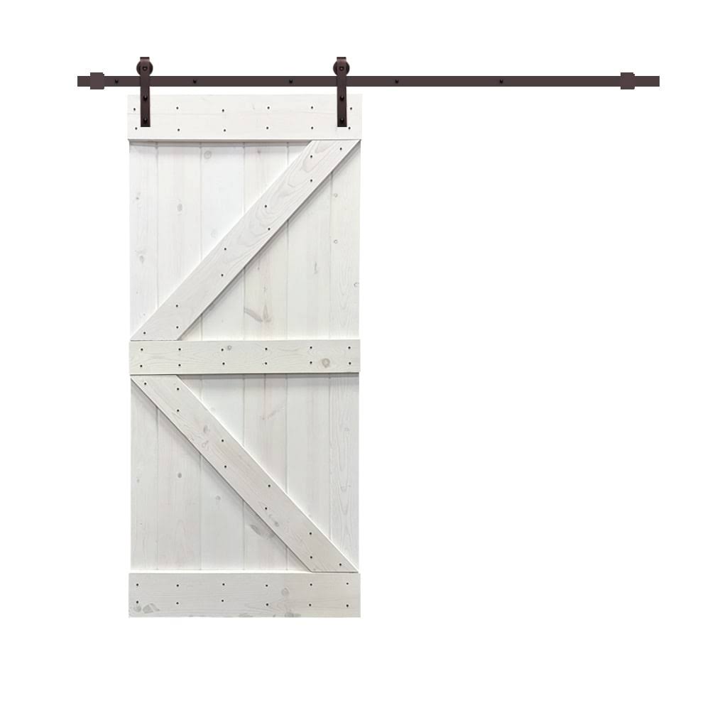 Sage Green Stained Wood Sliding Barn Door with Hardware Kit R341