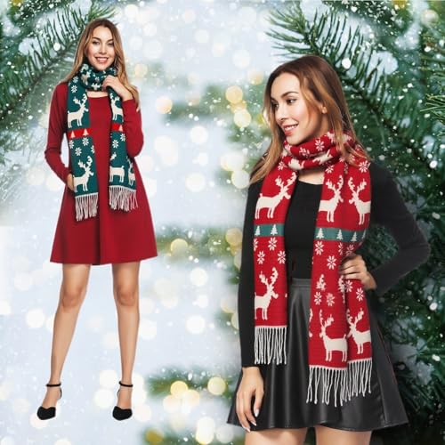 Christmas Winter Scarf with Reindeer and Snowflake U9718