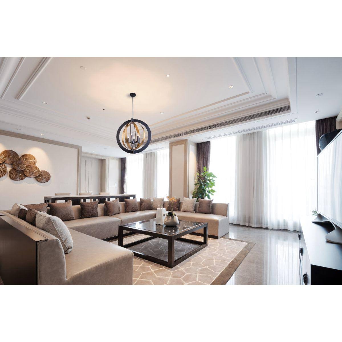 Dark Bronze & Satin Brass Chandelier Y268878