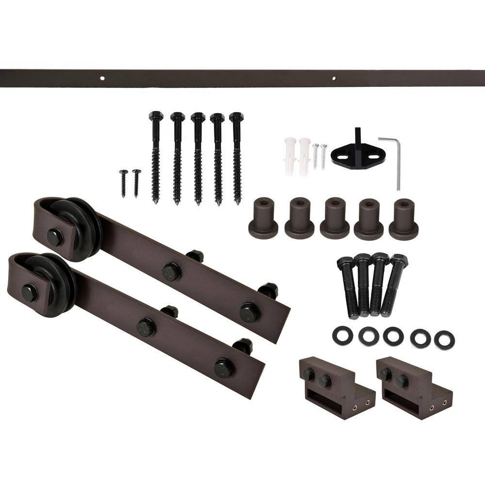 Sage Green Stained Wood Sliding Barn Door with Hardware Kit R341