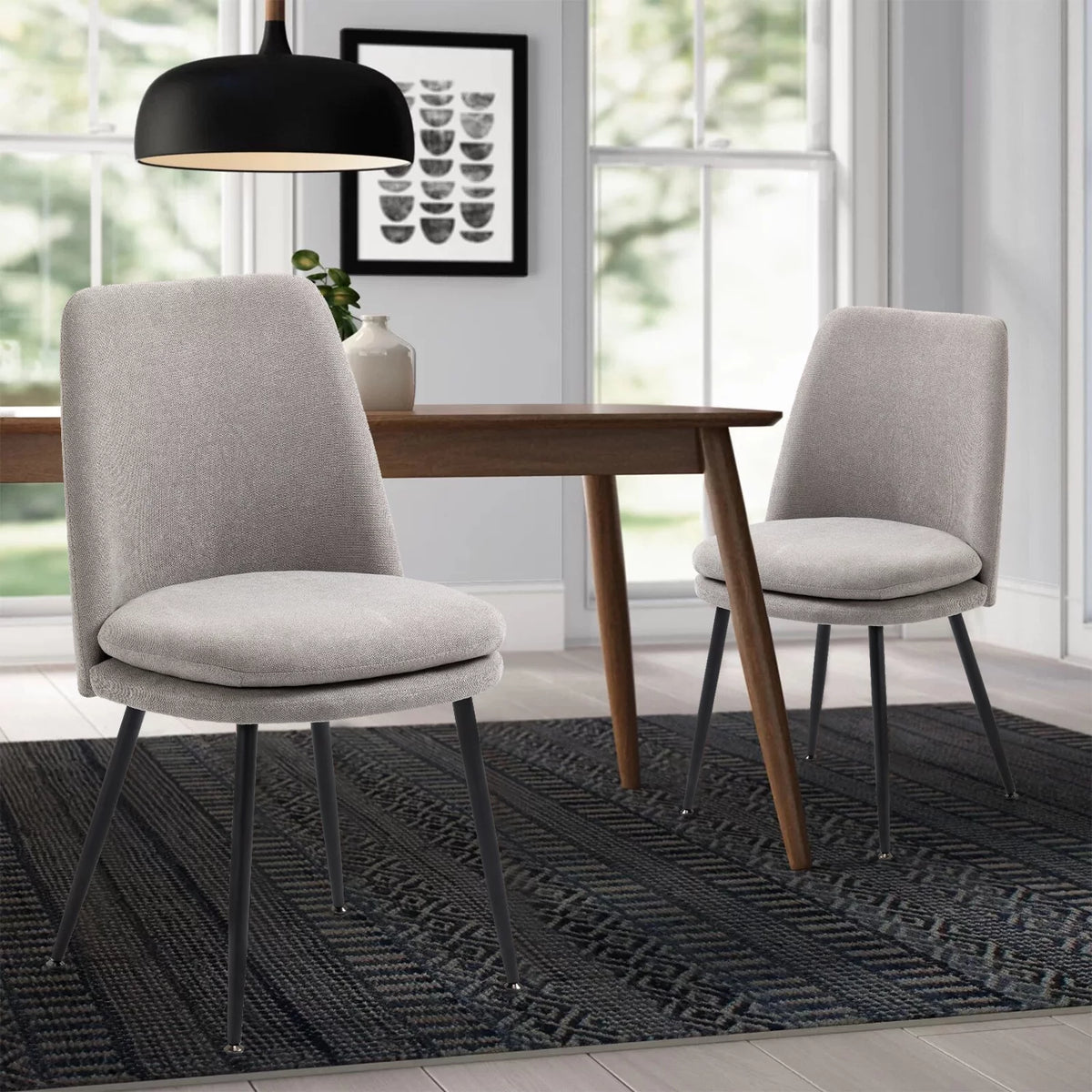 Gray Upholstered Dining Chairs Set of 2 T748