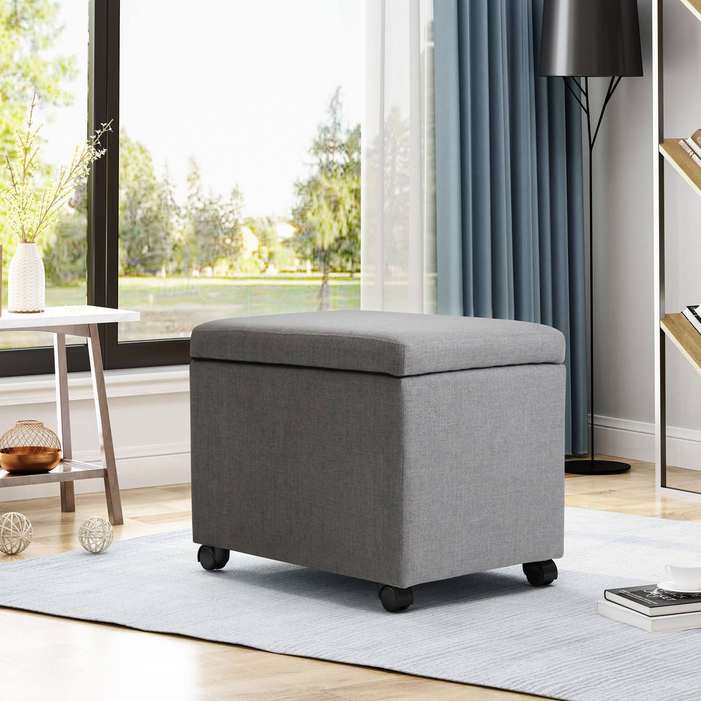 Blue Fabric File Storage Ottoman J54877