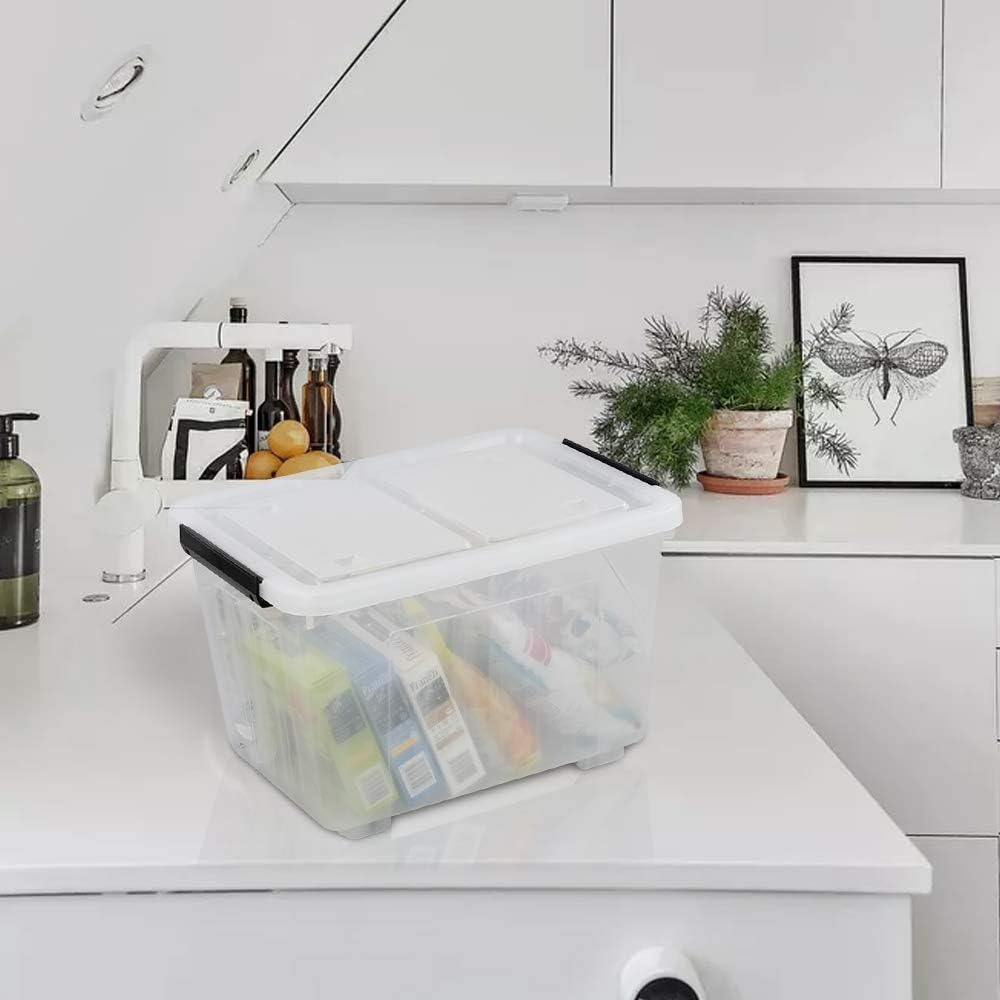 30 L Clear Plastic Storage Box with Wheels, 4-Pack Q424620