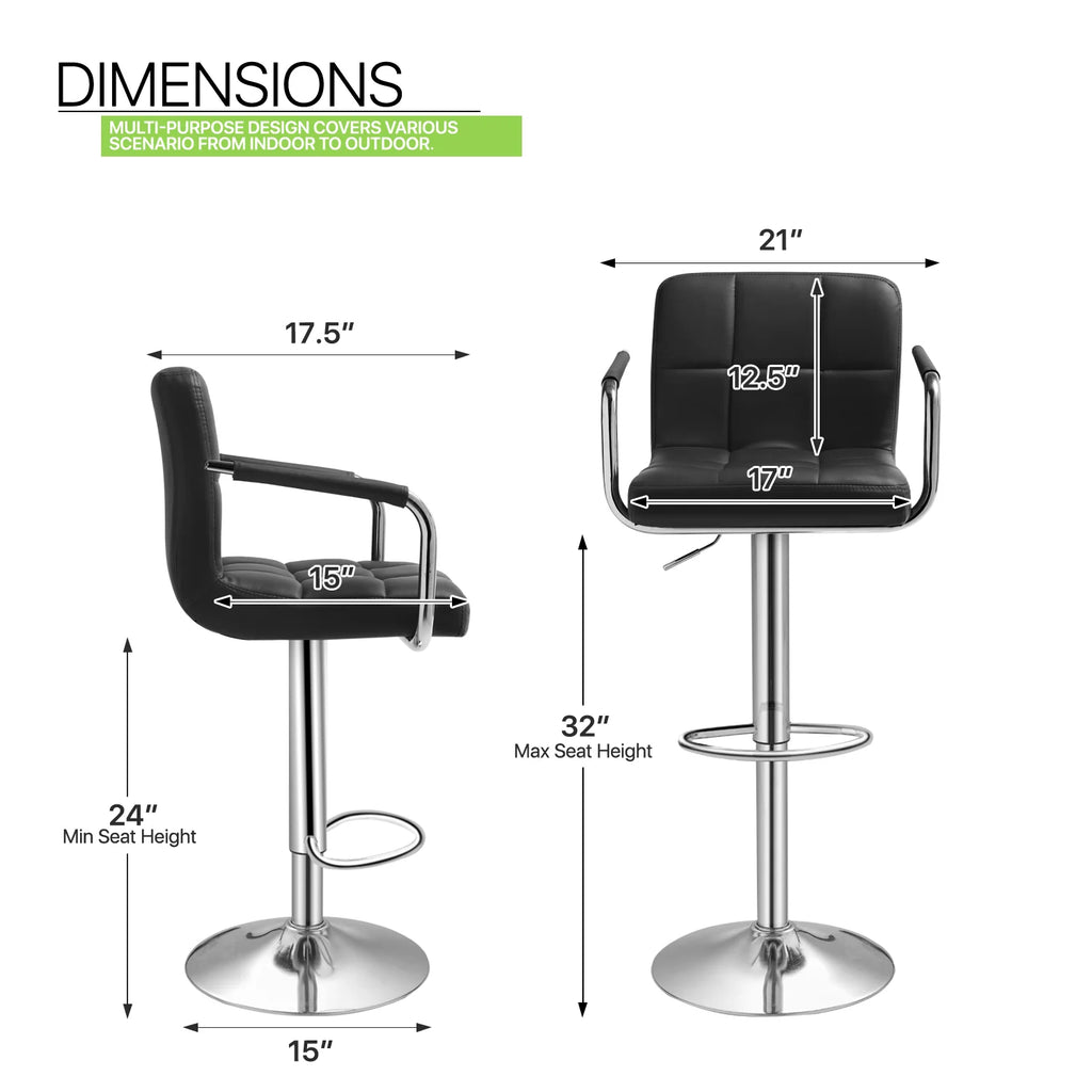 Set of 2 Black Faux Leather Swivel Bar Stools D22078