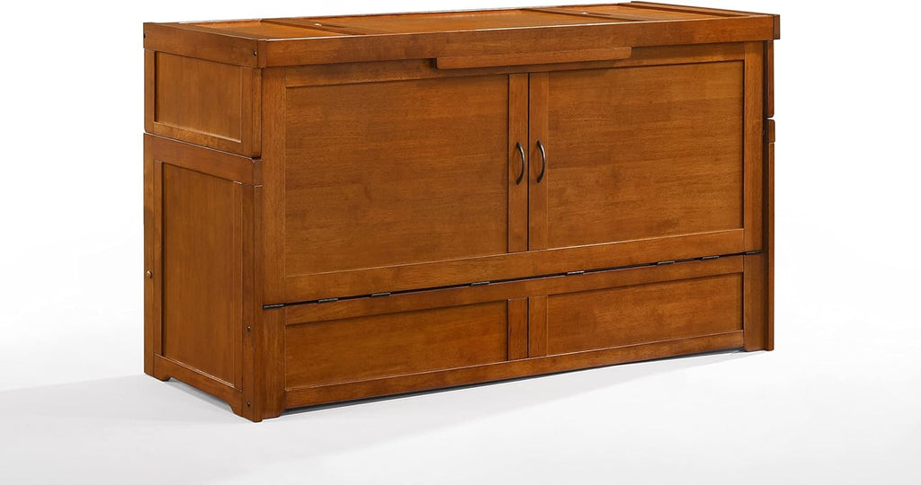 Queen Hickory Murphy Cabinet Chest Bed with Mattress C65788