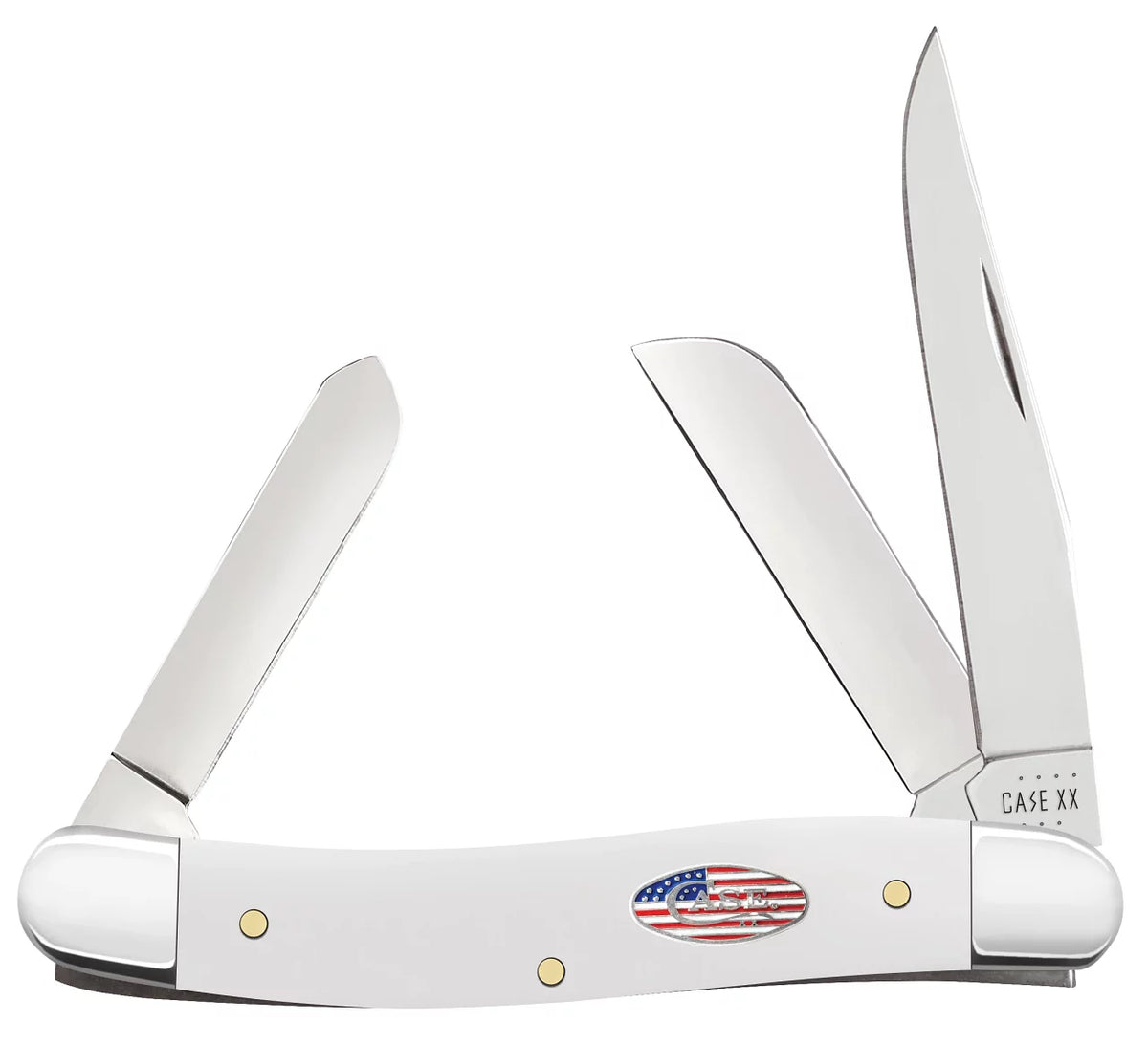 White Synthetic Medium Stockman Stainless Pocket Knife P2642