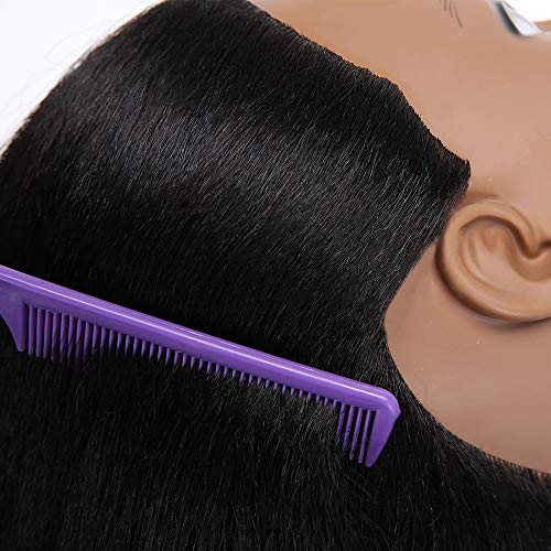 Black 16" Real Hair Mannequin Head Q880