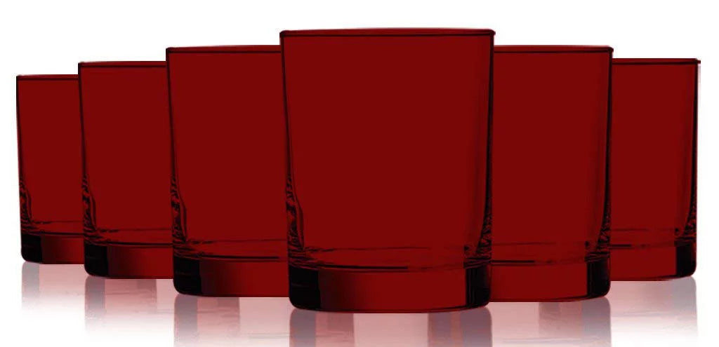 12 oz Red Double Old Fashioned Glasses Set of 6 G880