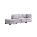 Light Gray Linen Fabric Reversible Sofa with Ottoman N455