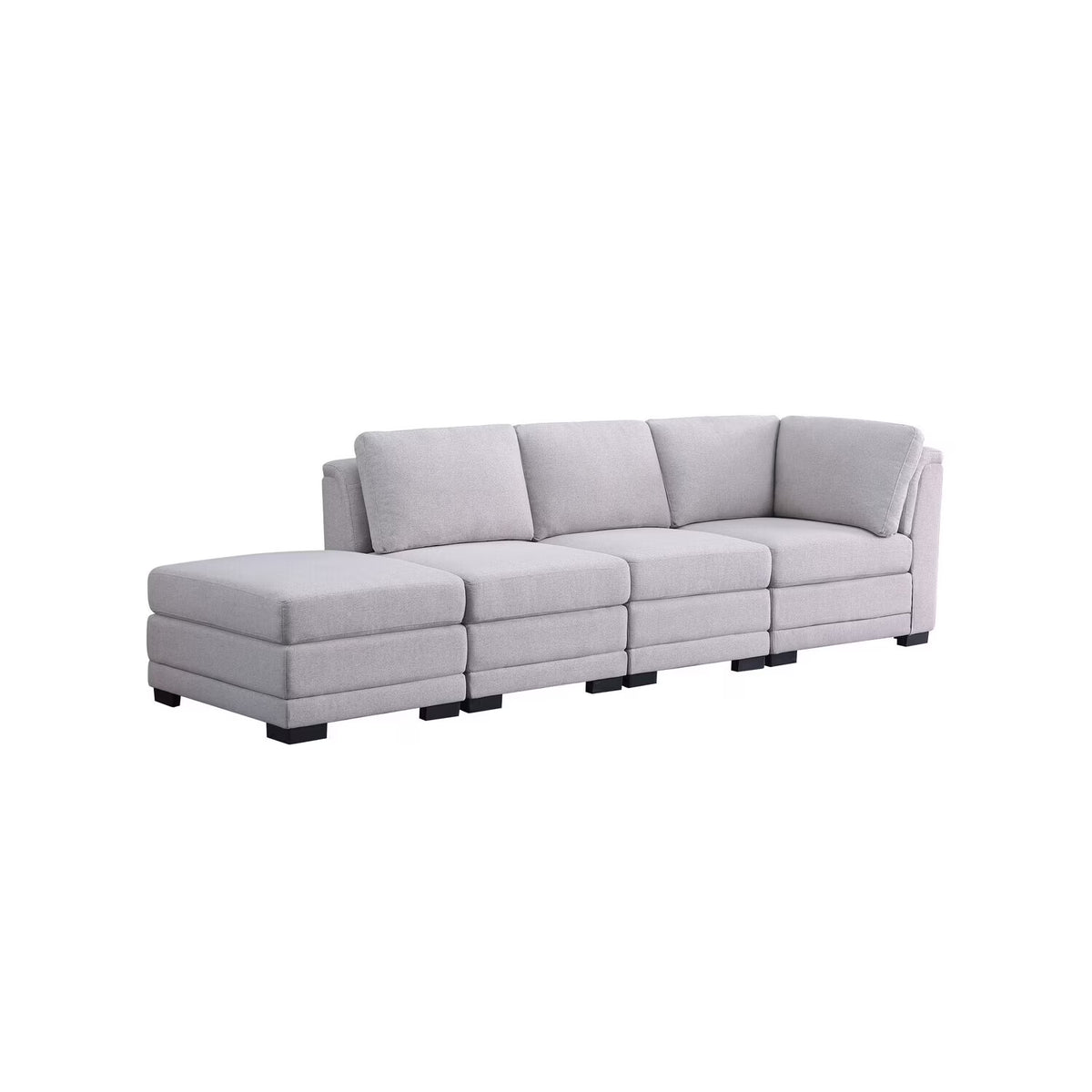 Light Gray Linen Fabric Reversible Sofa with Ottoman N455