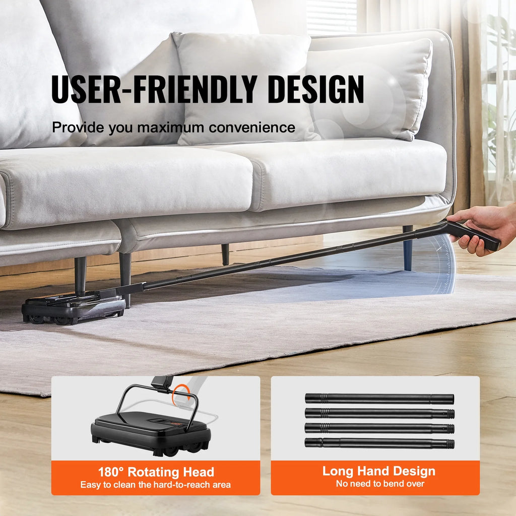Carpet Sweeper Manual 7.87 in Non Electric Horsehair Black U4905