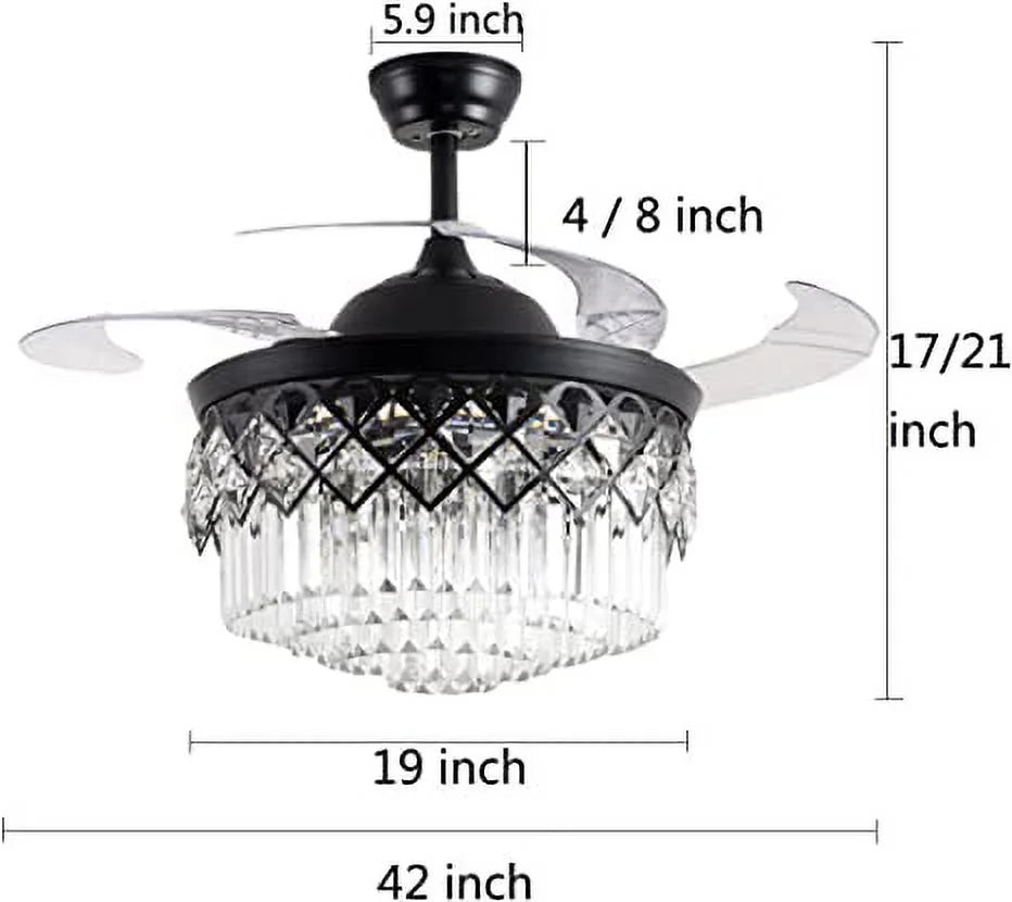 Black 42 inch LED Ceiling Fan with Lights and Remote I892194