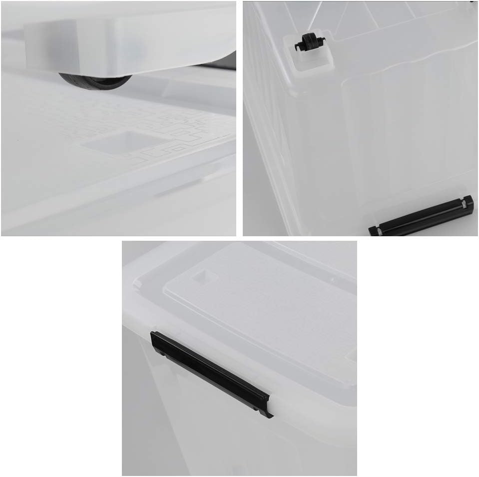 30 L Clear Plastic Storage Box with Wheels, 4-Pack Q424620
