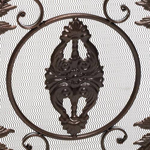 Black Gold Finish Floral Iron Fireplace Screen J10169