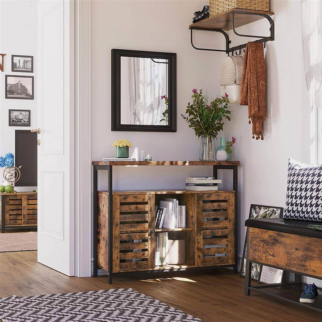 Storage Sideboard with Cupboard, Shelves, Louvered Doors O1297