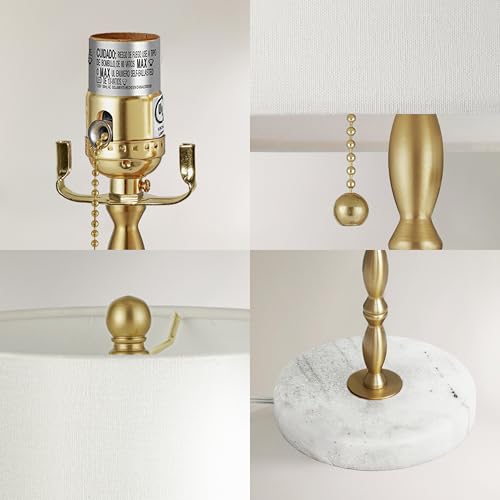 Buffet Lamps Set of 2, 28.5" Tall Brass Finish Linen Shade N8910