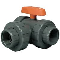 2-1/2x22 PVC 3-Way Lateral True Union Ball Valves with FPM O-Ring X905401