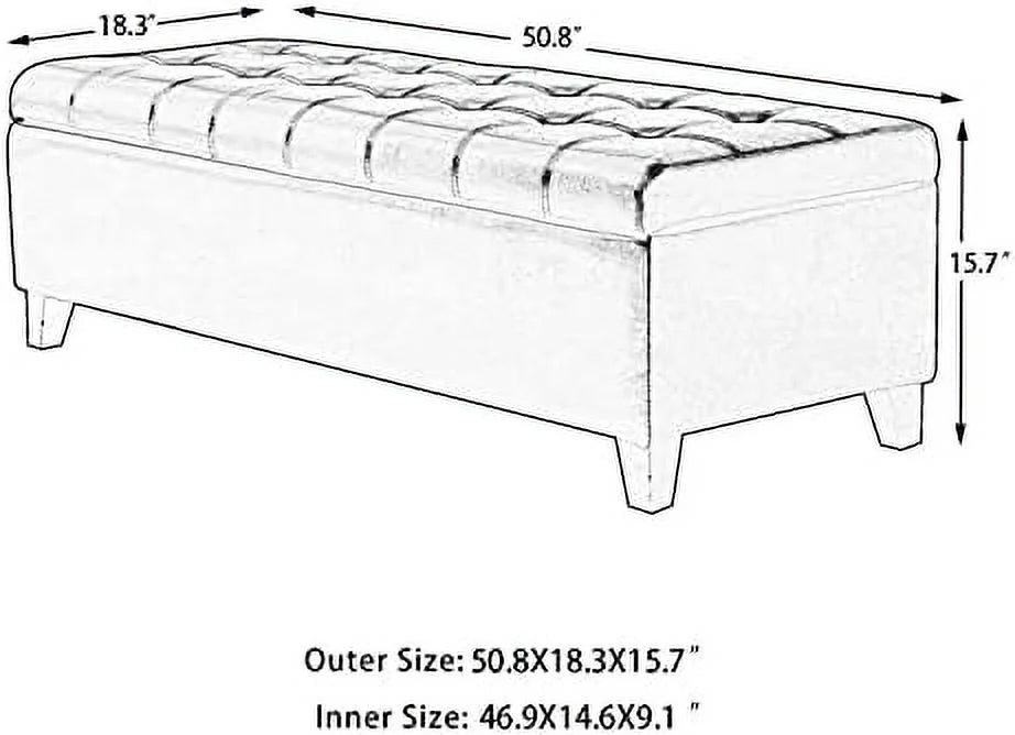 Rectangular Tufted Bonded Leather Ottoman Bench A582427