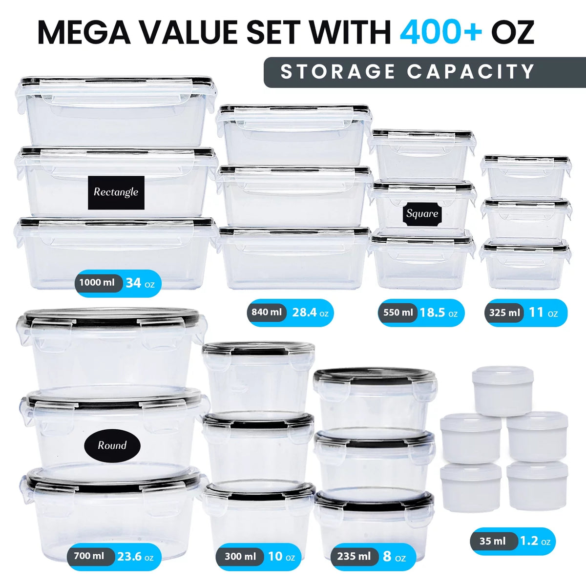 52 Pcs BPA-Free Airtight Food Storage Containers with Lids T792270