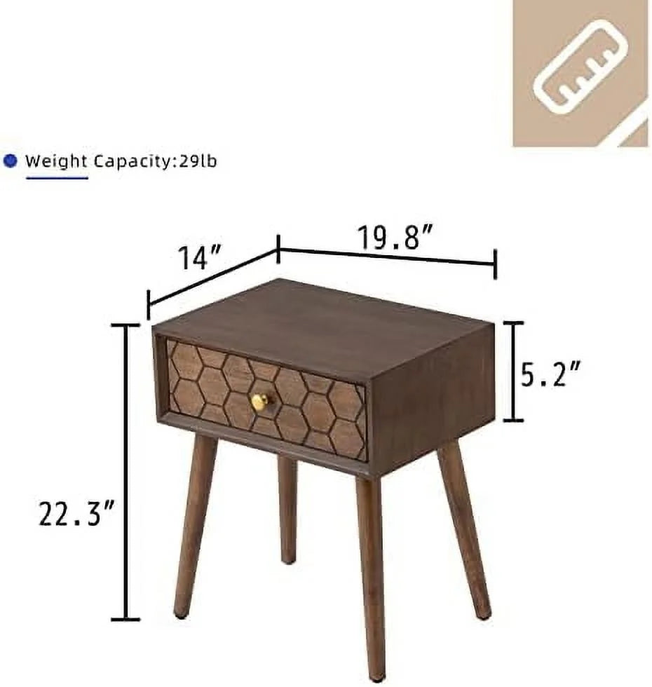 Rose Wood Brown End Table with Drawer V6327