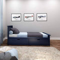 Blue Twin Solid Wood Bed Frame D274201