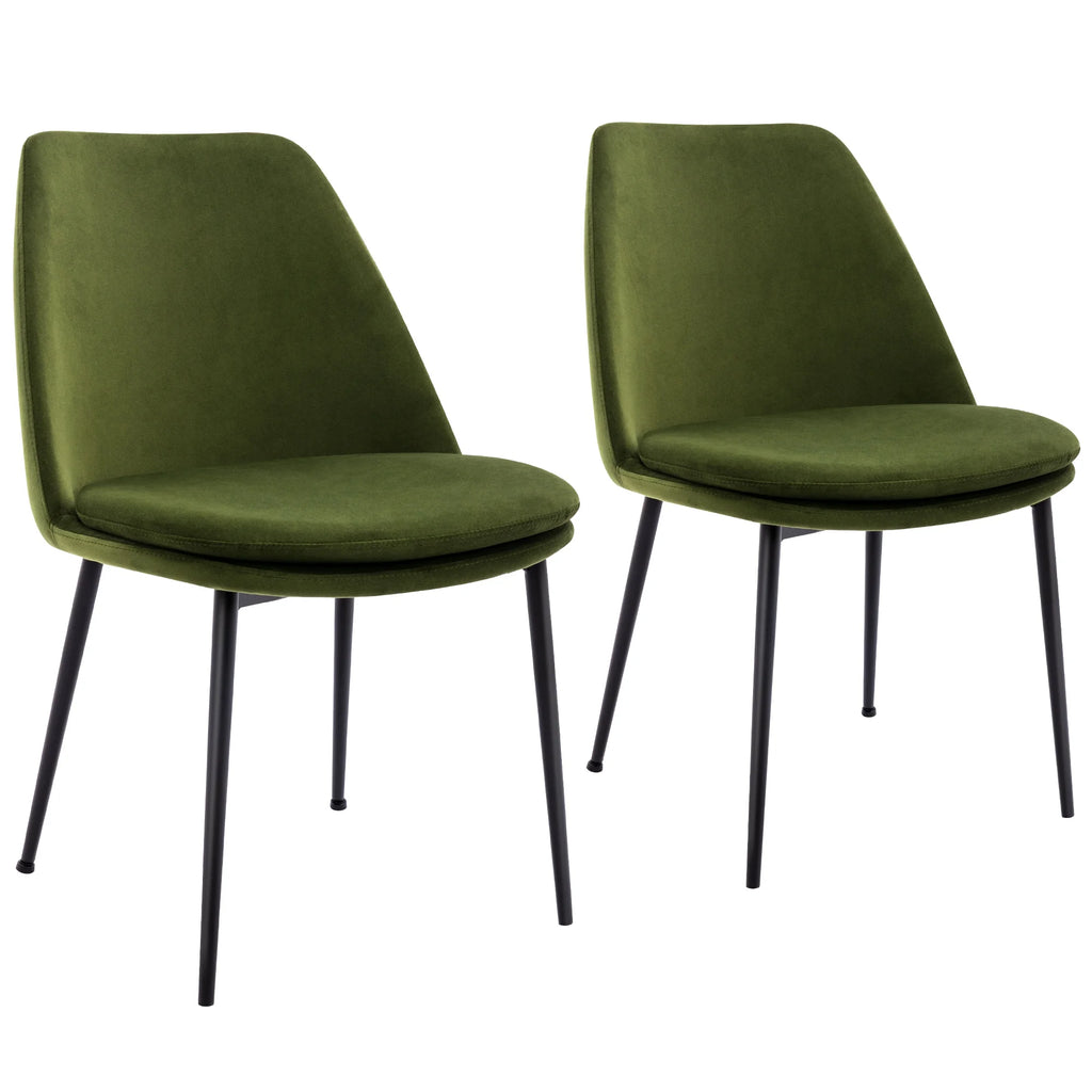 Velvet Upholstered Dining Chair Set of 2 with Black Metal Legs T527282