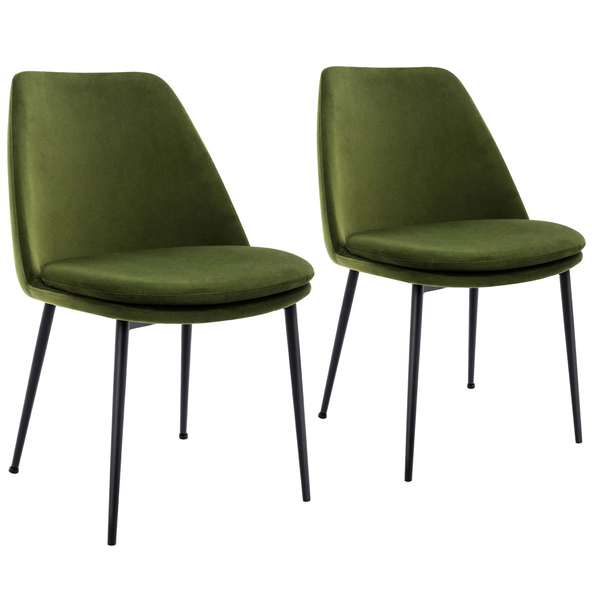 Velvet Upholstered Dining Chair Set of 2 with Black Metal Legs T527282