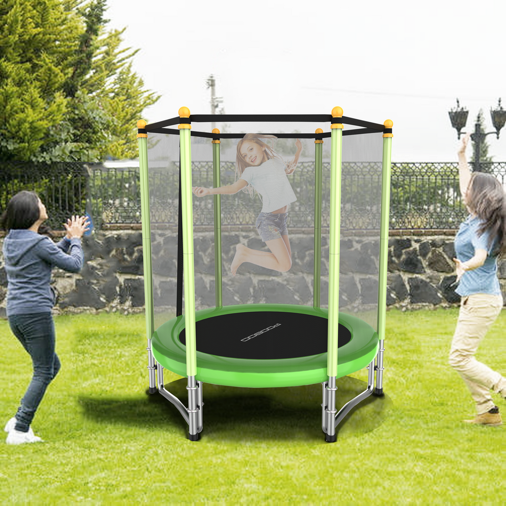 55" Kids Trampoline with Safety Enclosure Net G321891