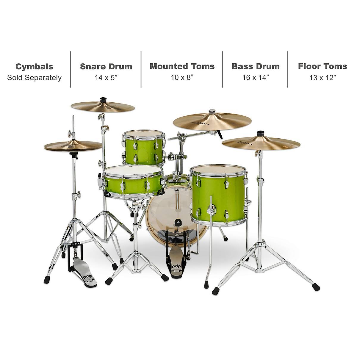 4pc Shell Pack Electric Green Sparkle Y3293